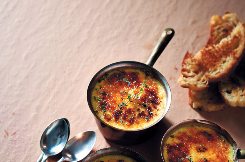 Parmesan and thyme crème brûlée